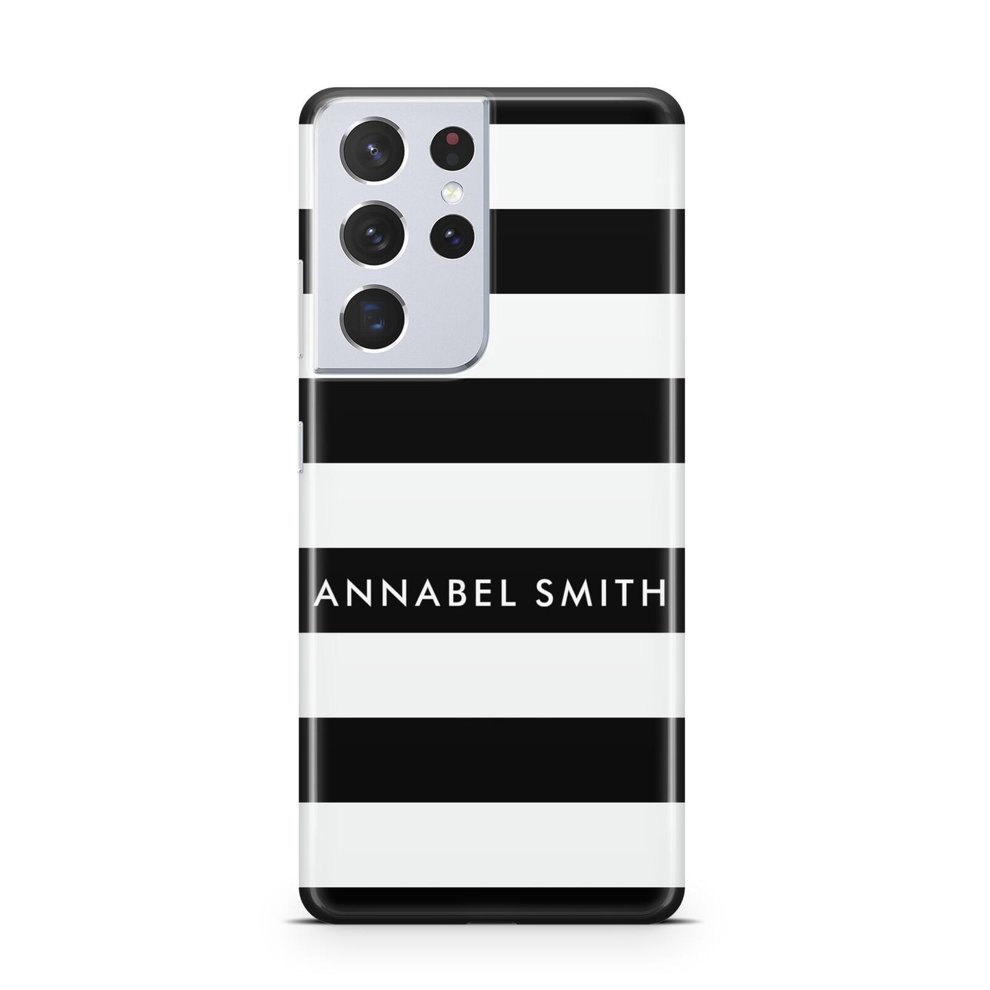 Personalised Black Striped Name or Initials Samsung S21 Ultra Case
