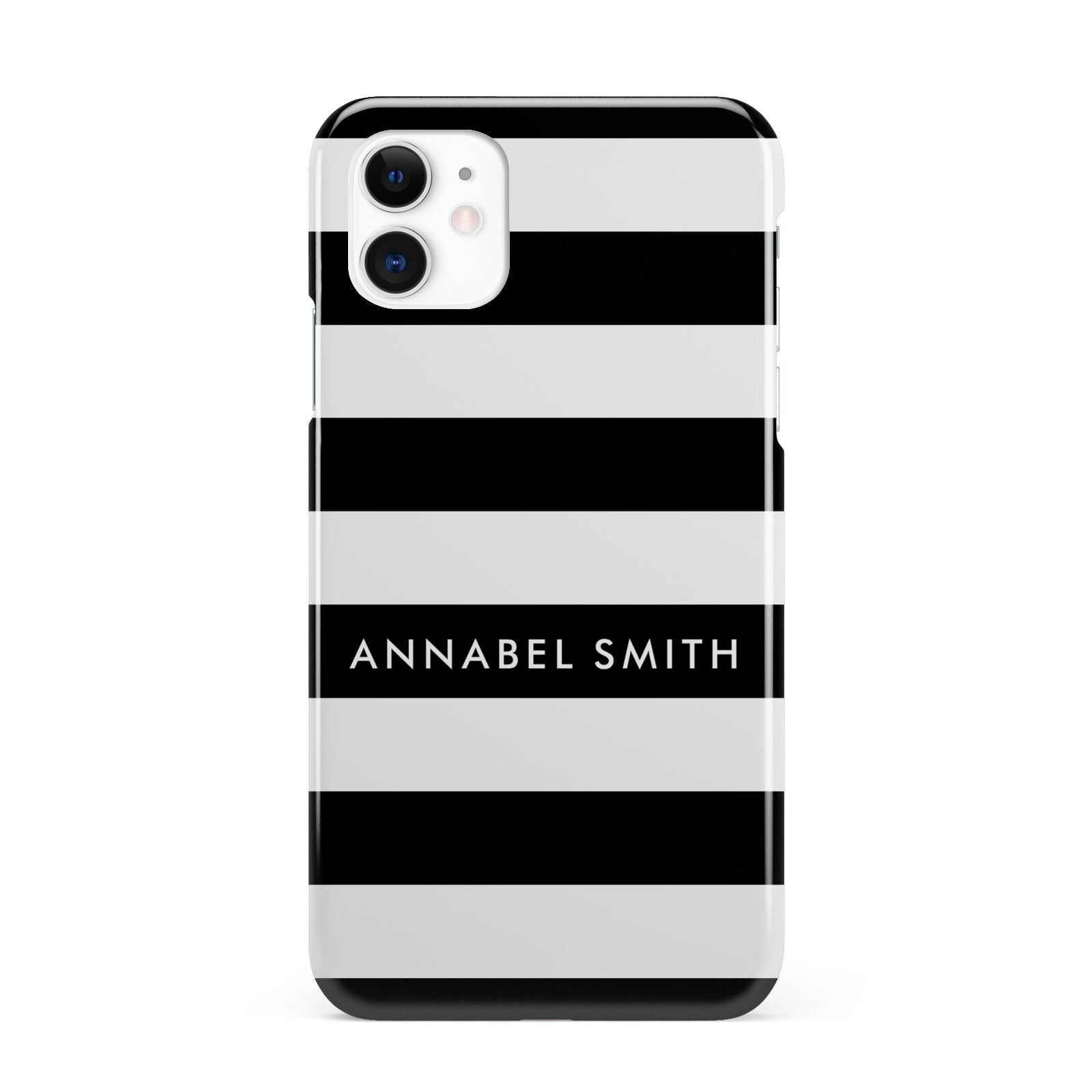 Personalised Black Striped Name or Initials iPhone 11 3D Snap Case