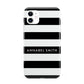 Personalised Black Striped Name or Initials iPhone 11 3D Tough Case