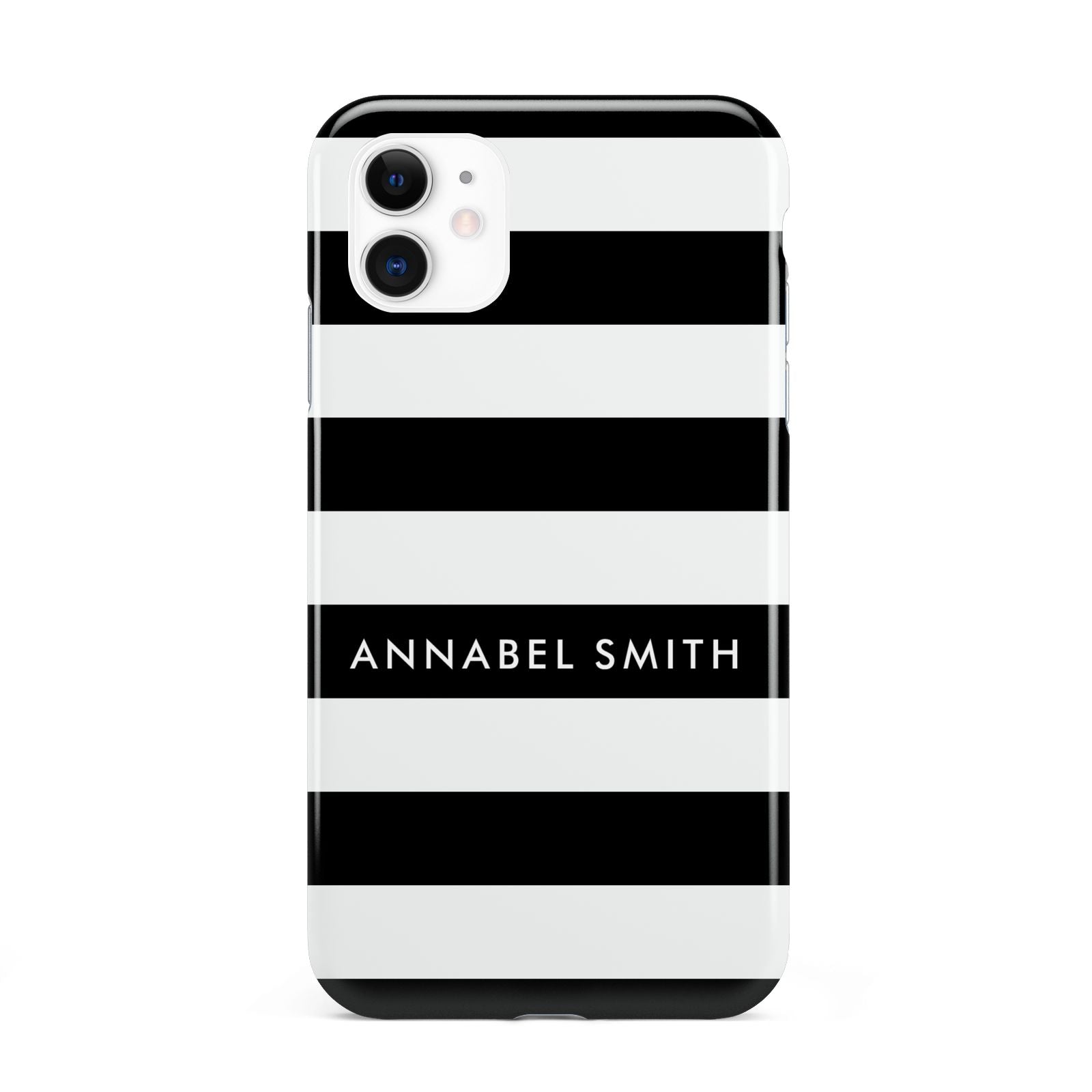 Personalised Black Striped Name or Initials iPhone 11 3D Tough Case