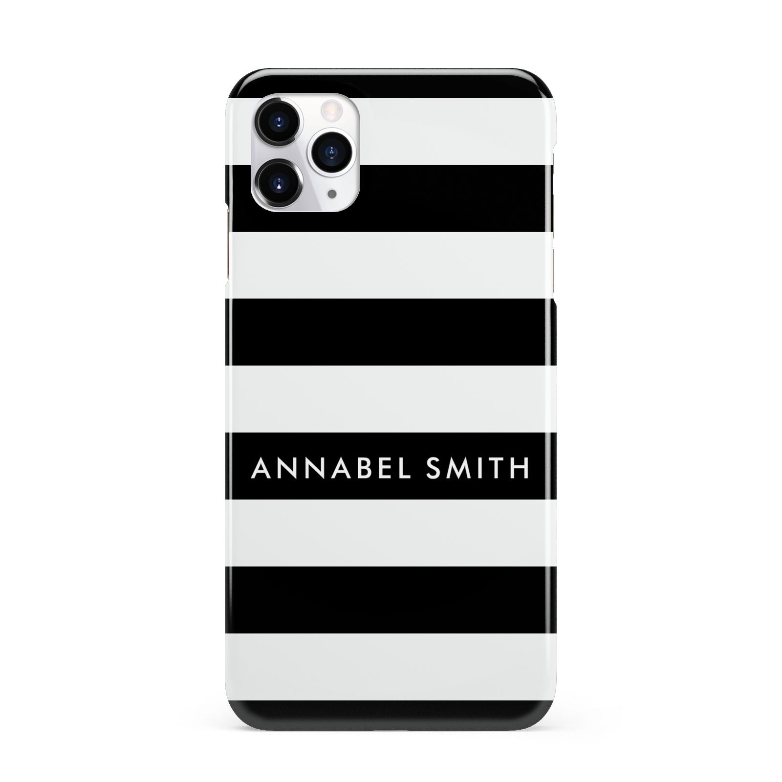 Personalised Black Striped Name or Initials iPhone 11 Pro Max 3D Snap Case