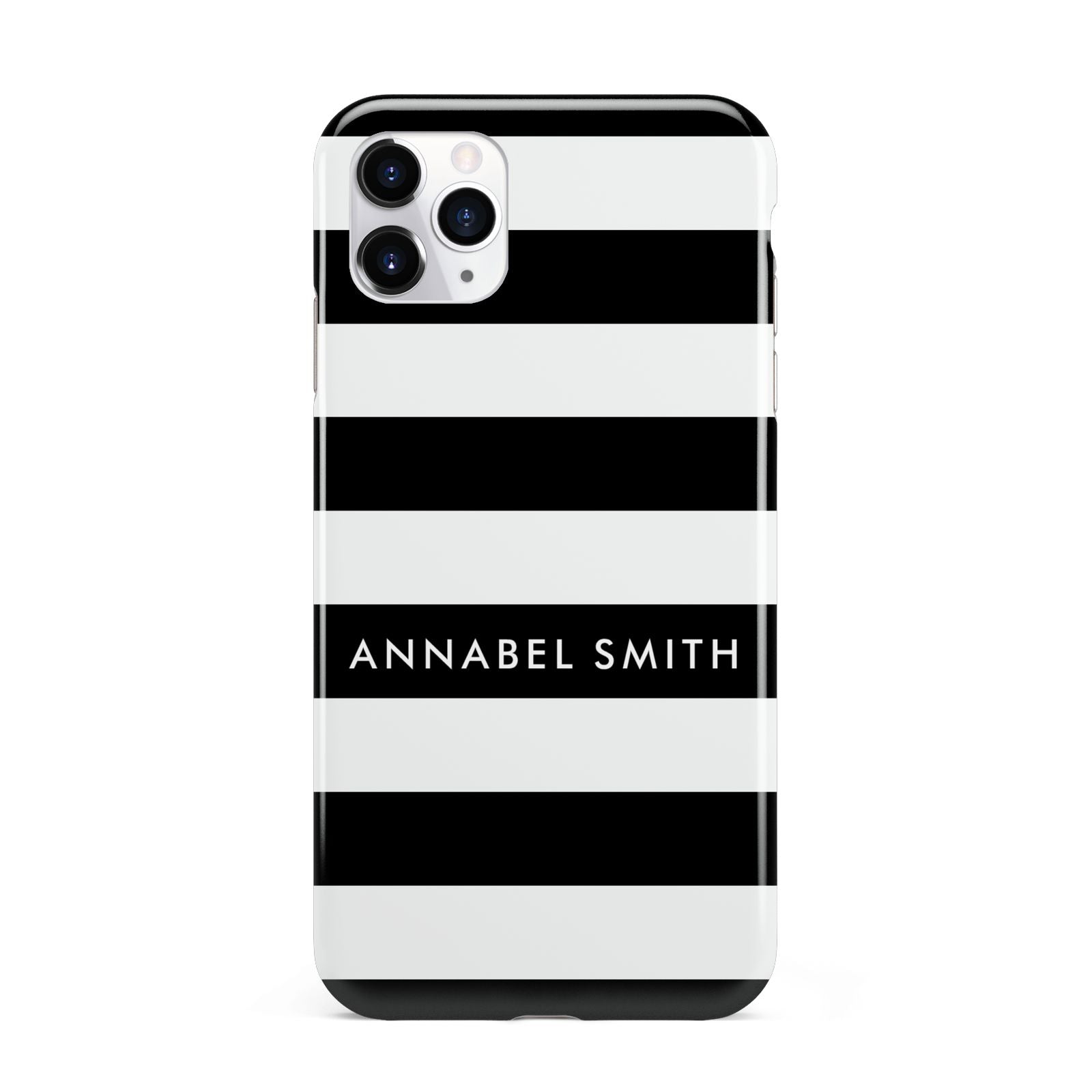 Personalised Black Striped Name or Initials iPhone 11 Pro Max 3D Tough Case