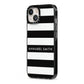 Personalised Black Striped Name or Initials iPhone 13 Black Impact Case Side Angle on Silver phone