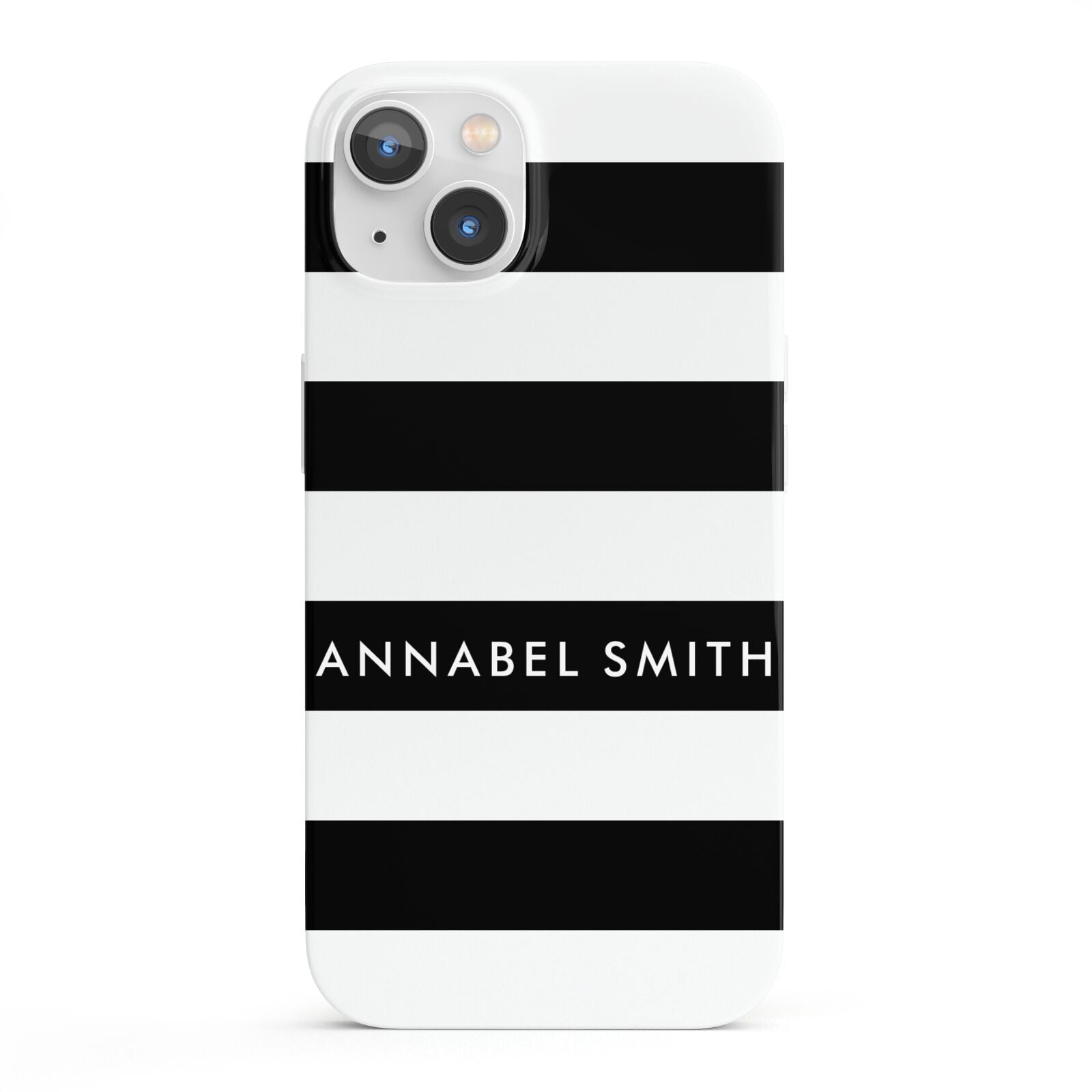 Personalised Black Striped Name or Initials iPhone 13 Full Wrap 3D Snap Case