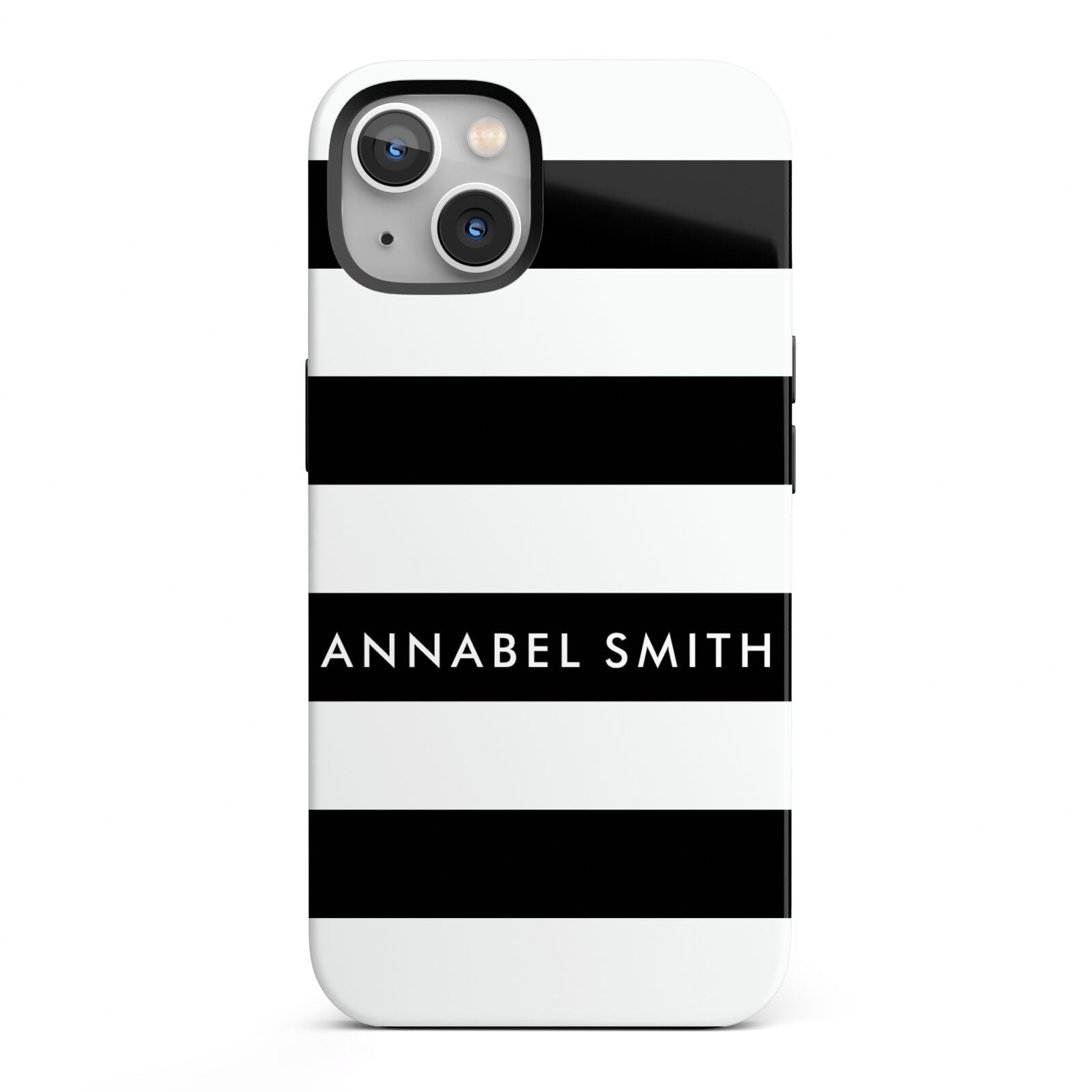 Personalised Black Striped Name or Initials iPhone 13 Full Wrap 3D Tough Case