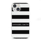 Personalised Black Striped Name or Initials iPhone 13 Mini Clear Bumper Case