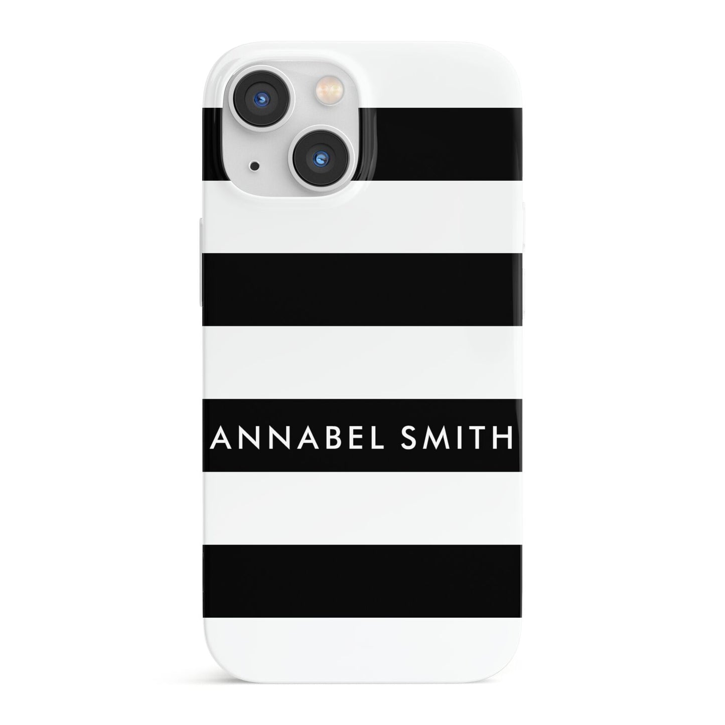 Personalised Black Striped Name or Initials iPhone 13 Mini Full Wrap 3D Snap Case