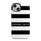 Personalised Black Striped Name or Initials iPhone 13 Mini Full Wrap 3D Tough Case