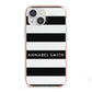 Personalised Black Striped Name or Initials iPhone 13 Mini TPU Impact Case with Pink Edges