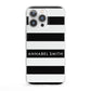 Personalised Black Striped Name or Initials iPhone 13 Pro Clear Bumper Case