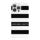 Personalised Black Striped Name or Initials iPhone 13 Pro Full Wrap 3D Snap Case