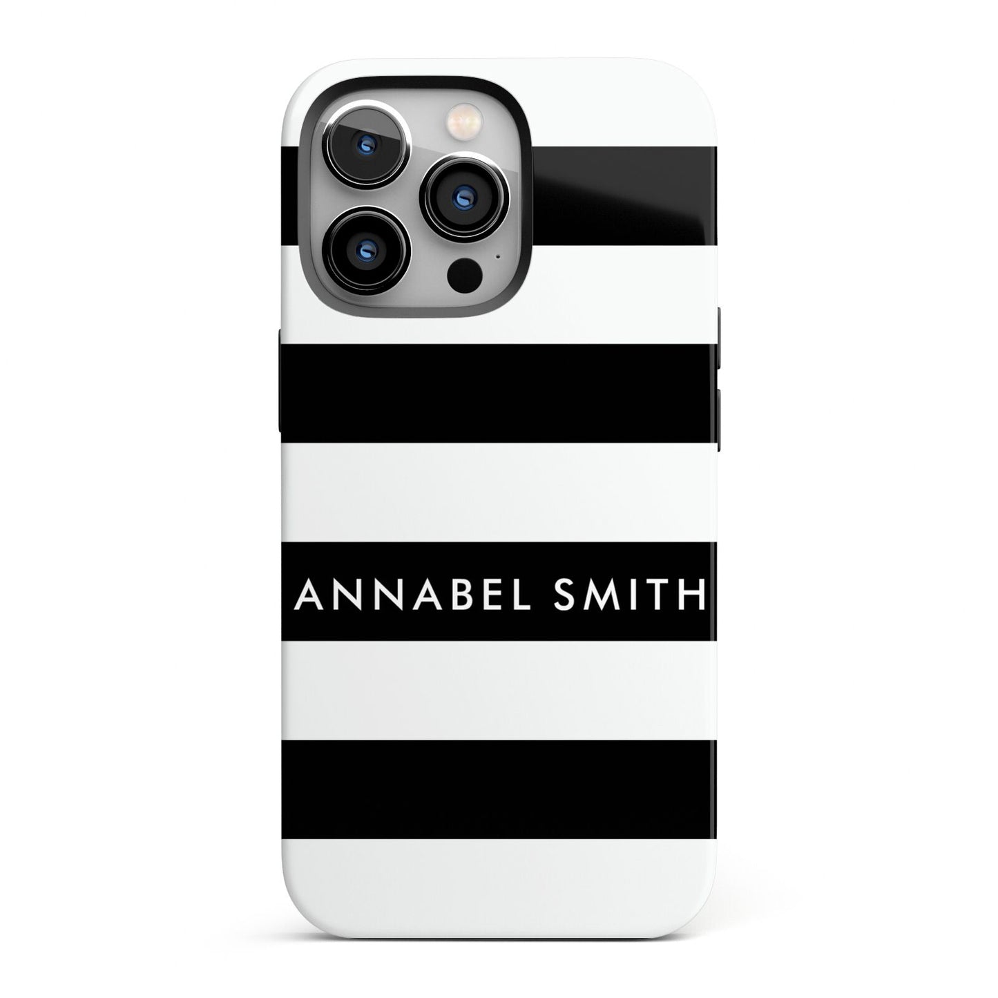 Personalised Black Striped Name or Initials iPhone 13 Pro Full Wrap 3D Tough Case