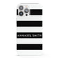 Personalised Black Striped Name or Initials iPhone 13 Pro Max Full Wrap 3D Snap Case