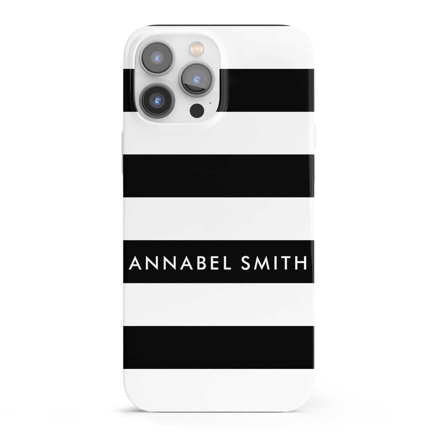 Personalised Black Striped Name or Initials iPhone 13 Pro Max Full Wrap 3D Snap Case