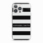 Personalised Black Striped Name or Initials iPhone 13 Pro TPU Impact Case with White Edges