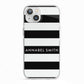 Personalised Black Striped Name or Initials iPhone 13 TPU Impact Case with White Edges