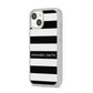 Personalised Black Striped Name or Initials iPhone 14 Clear Tough Case Starlight Angled Image