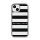 Personalised Black Striped Name or Initials iPhone 14 Clear Tough Case Starlight