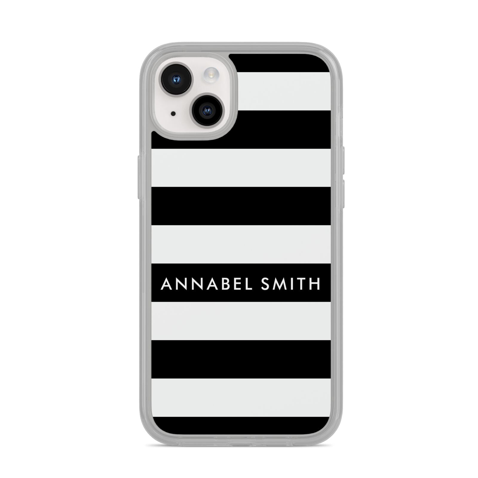 Personalised Black Striped Name or Initials iPhone 14 Plus Clear Tough Case Starlight
