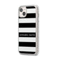 Personalised Black Striped Name or Initials iPhone 14 Plus Glitter Tough Case Starlight Angled Image