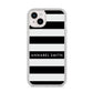 Personalised Black Striped Name or Initials iPhone 14 Plus Glitter Tough Case Starlight