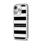 Personalised Black Striped Name or Initials iPhone 14 Pro Glitter Tough Case Silver Angled Image