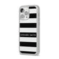 Personalised Black Striped Name or Initials iPhone 14 Pro Max Clear Tough Case Silver Angled Image