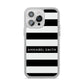 Personalised Black Striped Name or Initials iPhone 14 Pro Max Clear Tough Case Silver