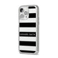 Personalised Black Striped Name or Initials iPhone 14 Pro Max Glitter Tough Case Silver Angled Image