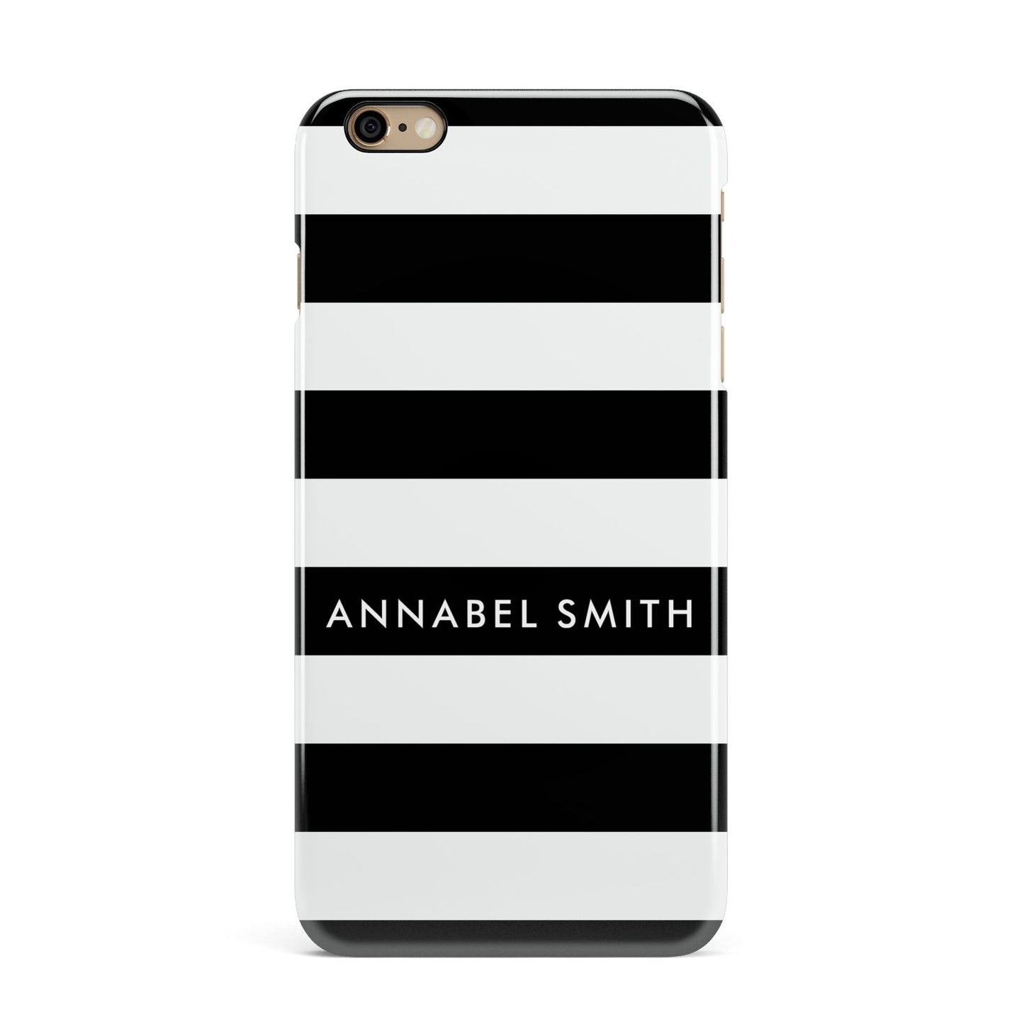 Personalised Black Striped Name or Initials iPhone 6 Plus 3D Snap Case on Gold Phone