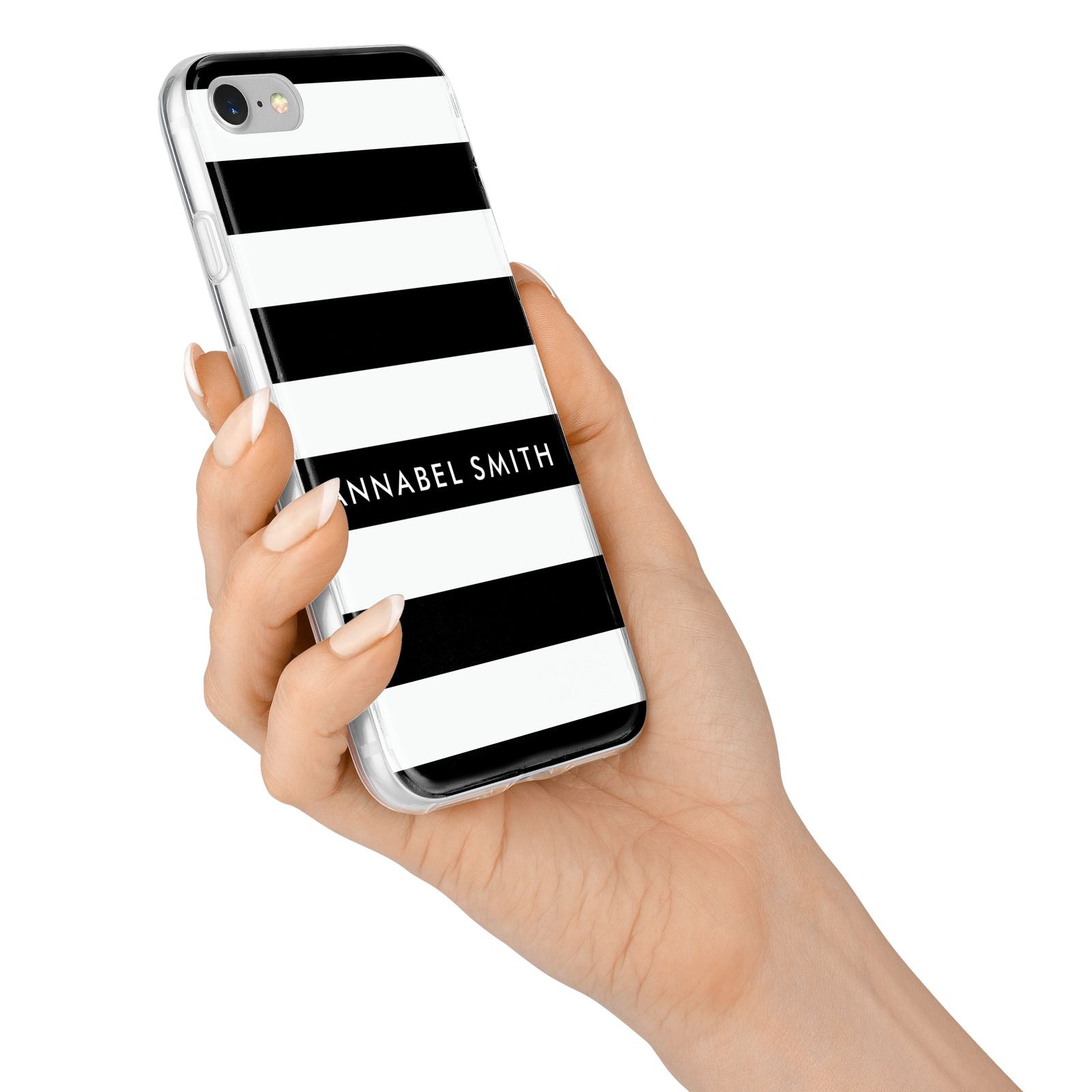 Personalised Black Striped Name or Initials iPhone 7 Bumper Case on Silver iPhone Alternative Image