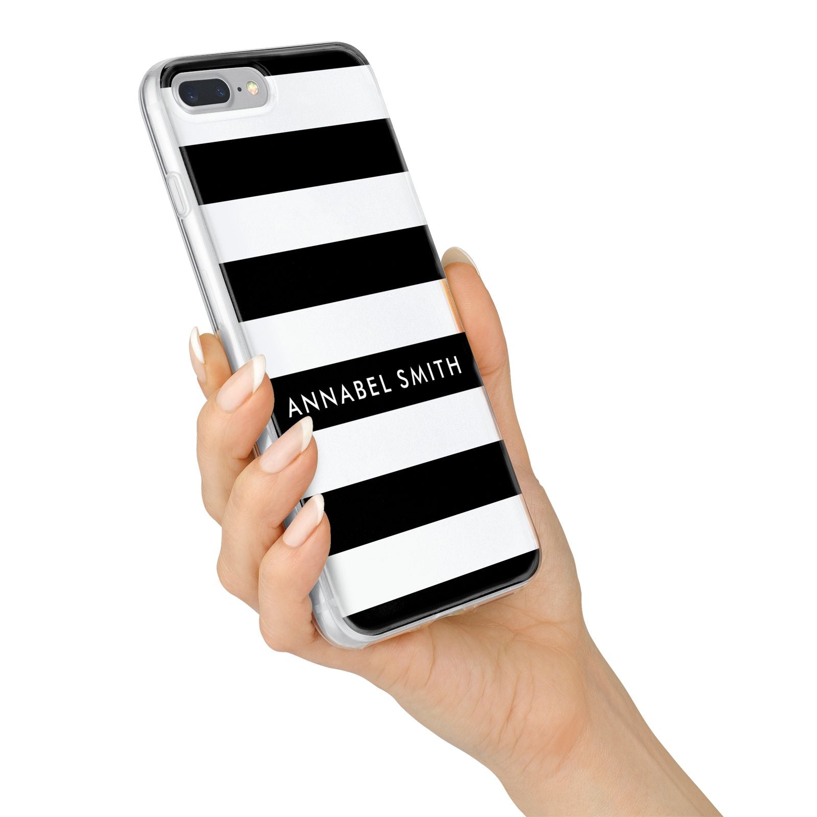 Personalised Black Striped Name or Initials iPhone 7 Plus Bumper Case on Silver iPhone Alternative Image