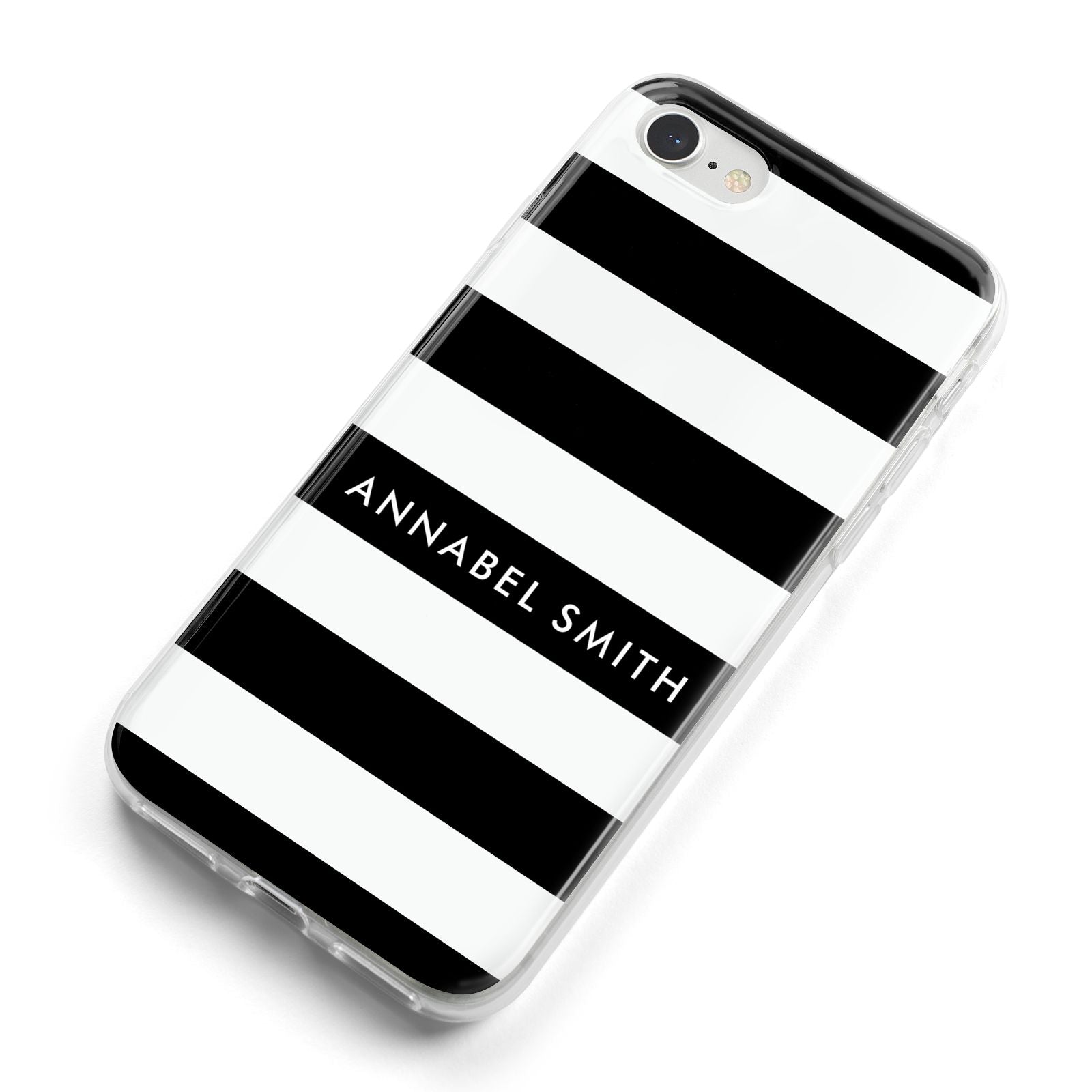 Personalised Black Striped Name or Initials iPhone 8 Bumper Case on Silver iPhone Alternative Image
