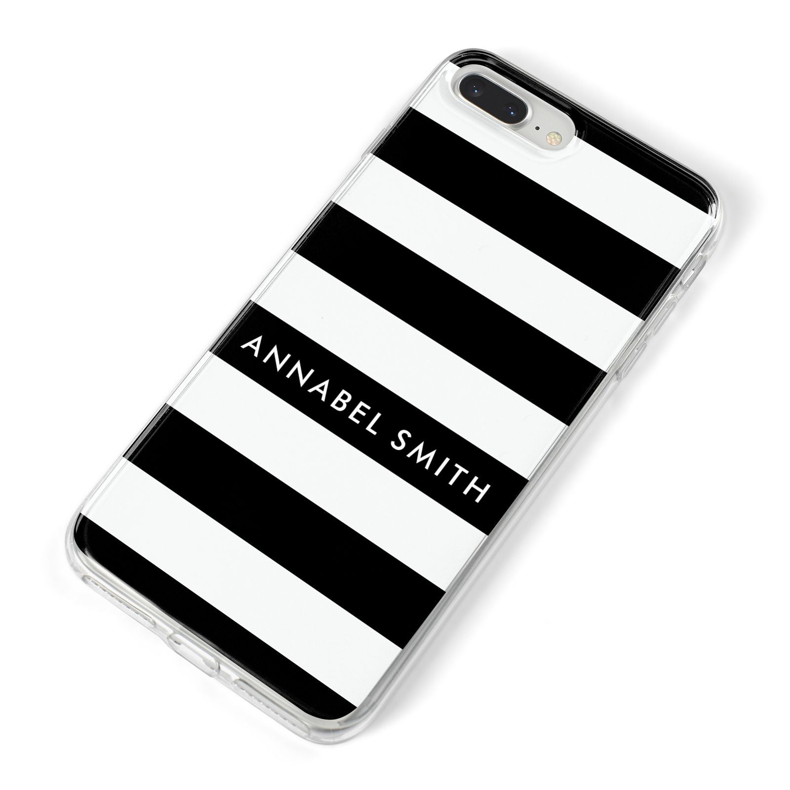 Personalised Black Striped Name or Initials iPhone 8 Plus Bumper Case on Silver iPhone Alternative Image