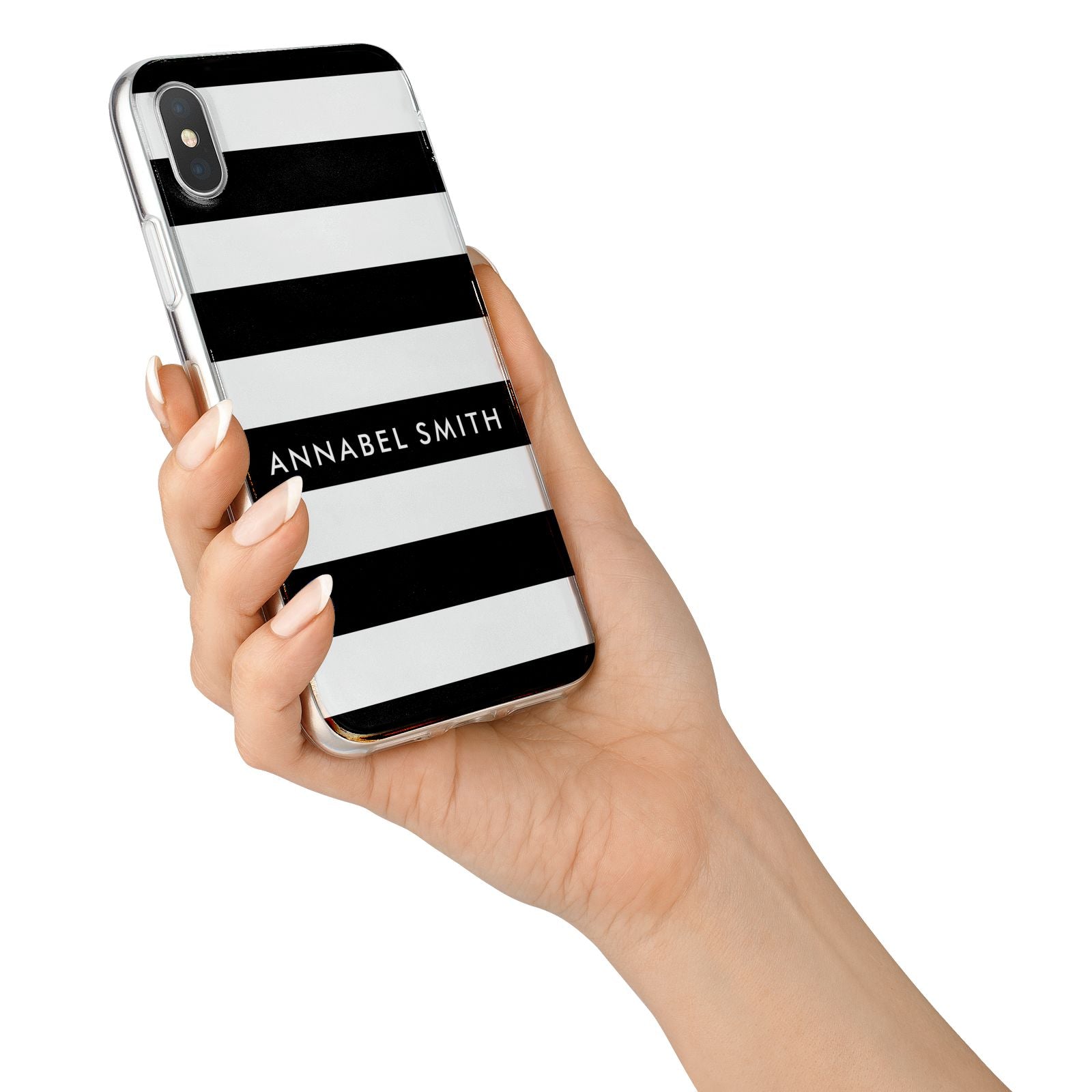 Personalised Black Striped Name or Initials iPhone X Bumper Case on Silver iPhone Alternative Image 2