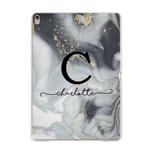 Personalised Black Swirl Marble Text Apple iPad Gold Case
