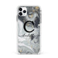 Personalised Black Swirl Marble Text Apple iPhone 11 Pro Max in Silver with White Impact Case