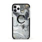 Personalised Black Swirl Marble Text Apple iPhone 11 Pro in Silver with Black Impact Case