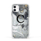 Personalised Black Swirl Marble Text Apple iPhone 11 in White with White Impact Case