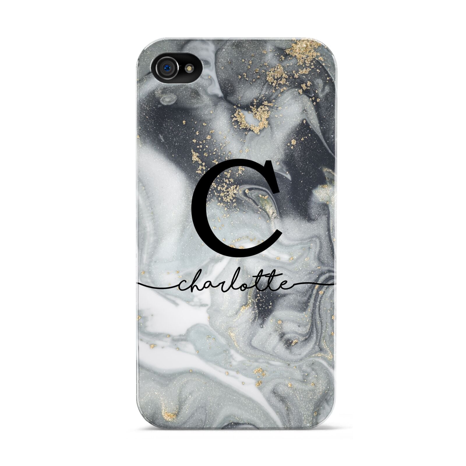 Personalised Black Swirl Marble Text Apple iPhone 4s Case
