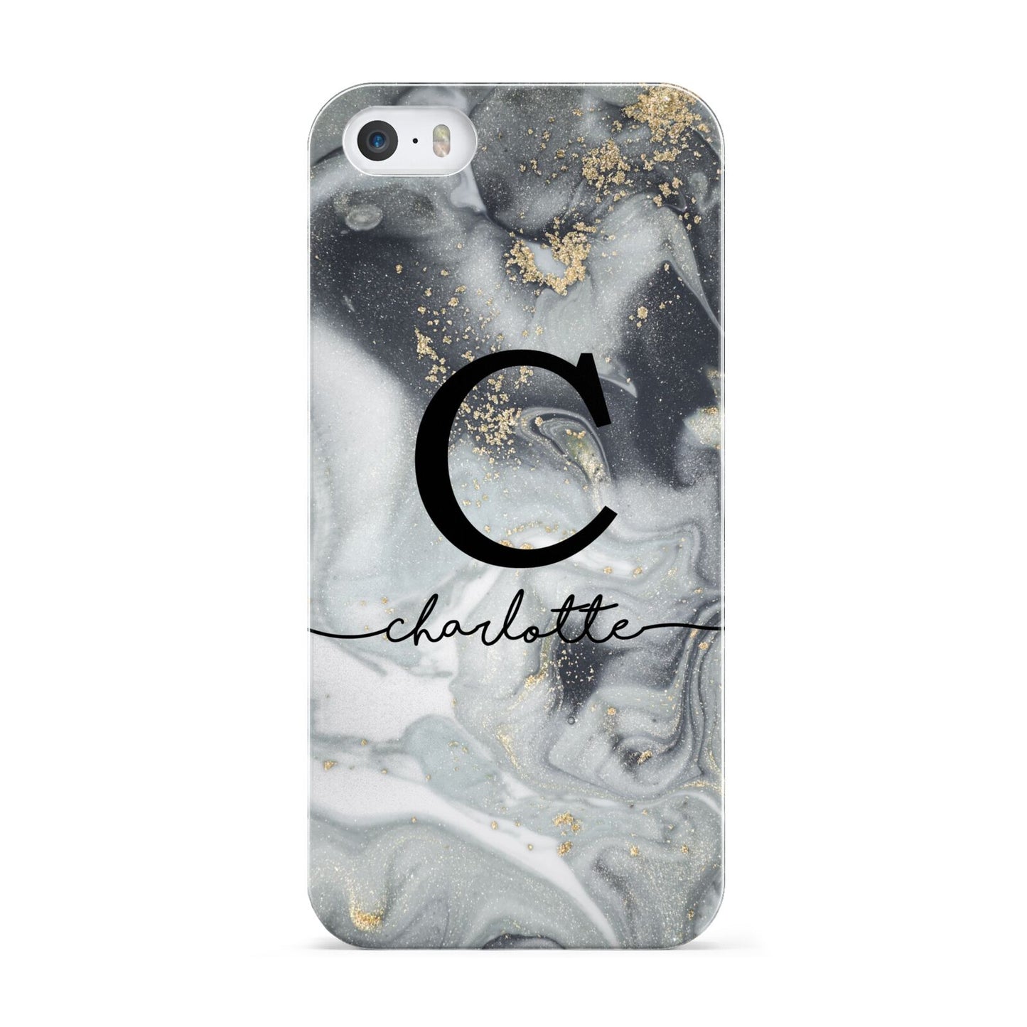 Personalised Black Swirl Marble Text Apple iPhone 5 Case