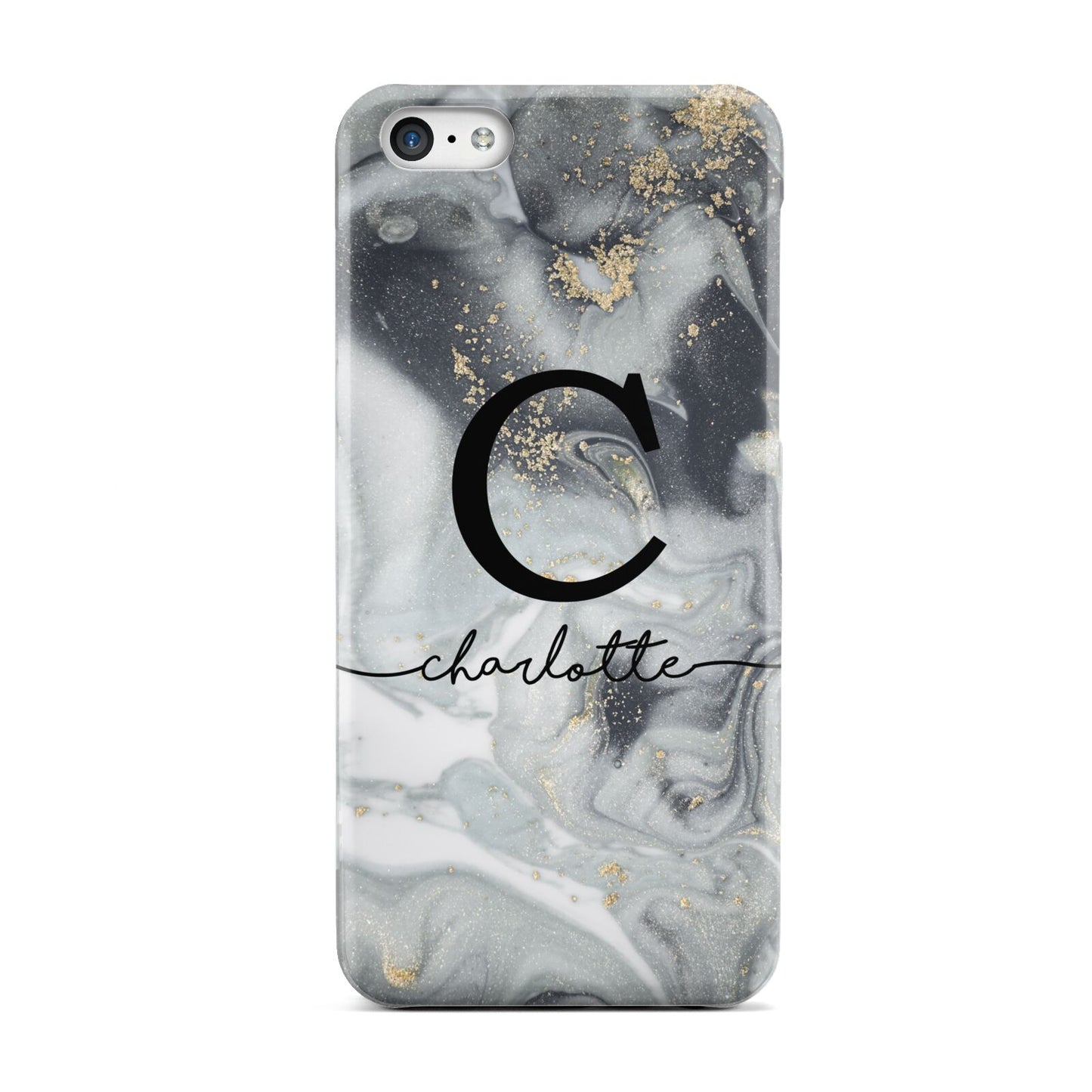 Personalised Black Swirl Marble Text Apple iPhone 5c Case