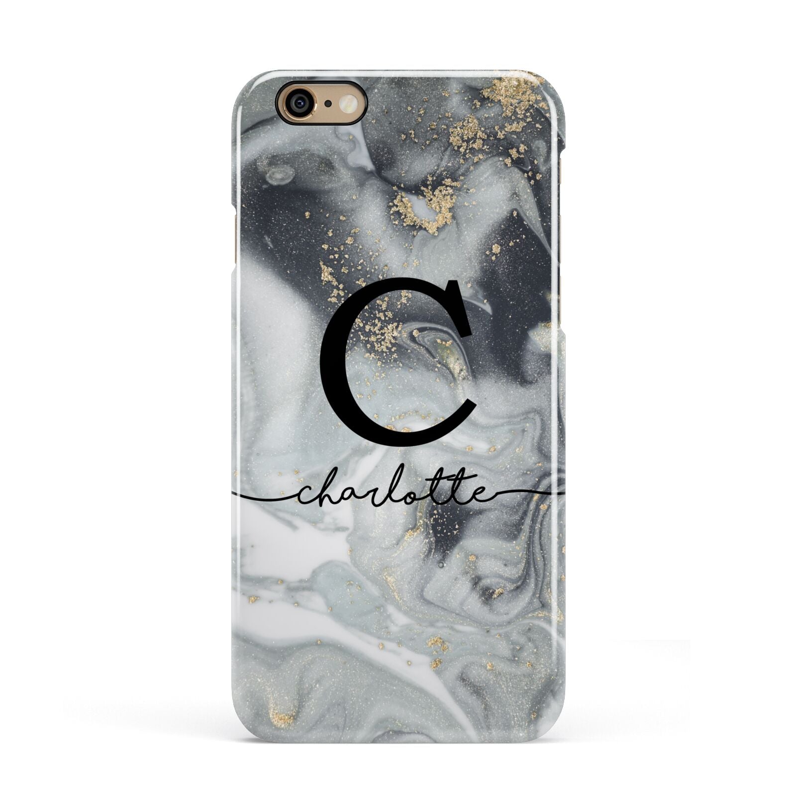 Personalised Black Swirl Marble Text Apple iPhone 6 3D Snap Case