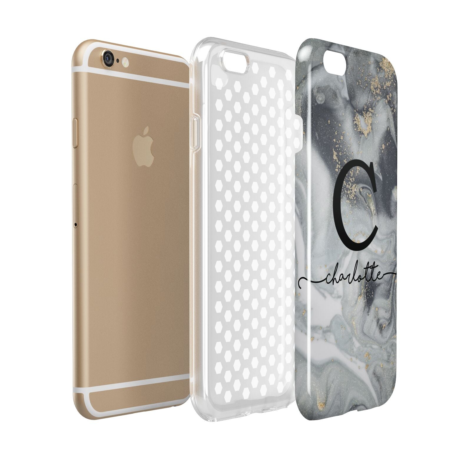 Personalised Black Swirl Marble Text Apple iPhone 6 3D Tough Case Expanded view