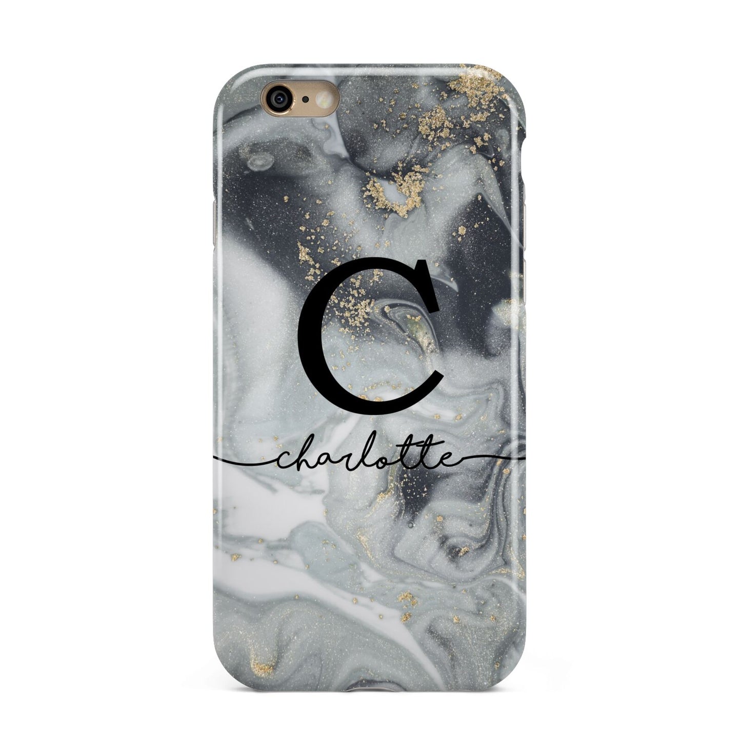 Personalised Black Swirl Marble Text Apple iPhone 6 3D Tough Case