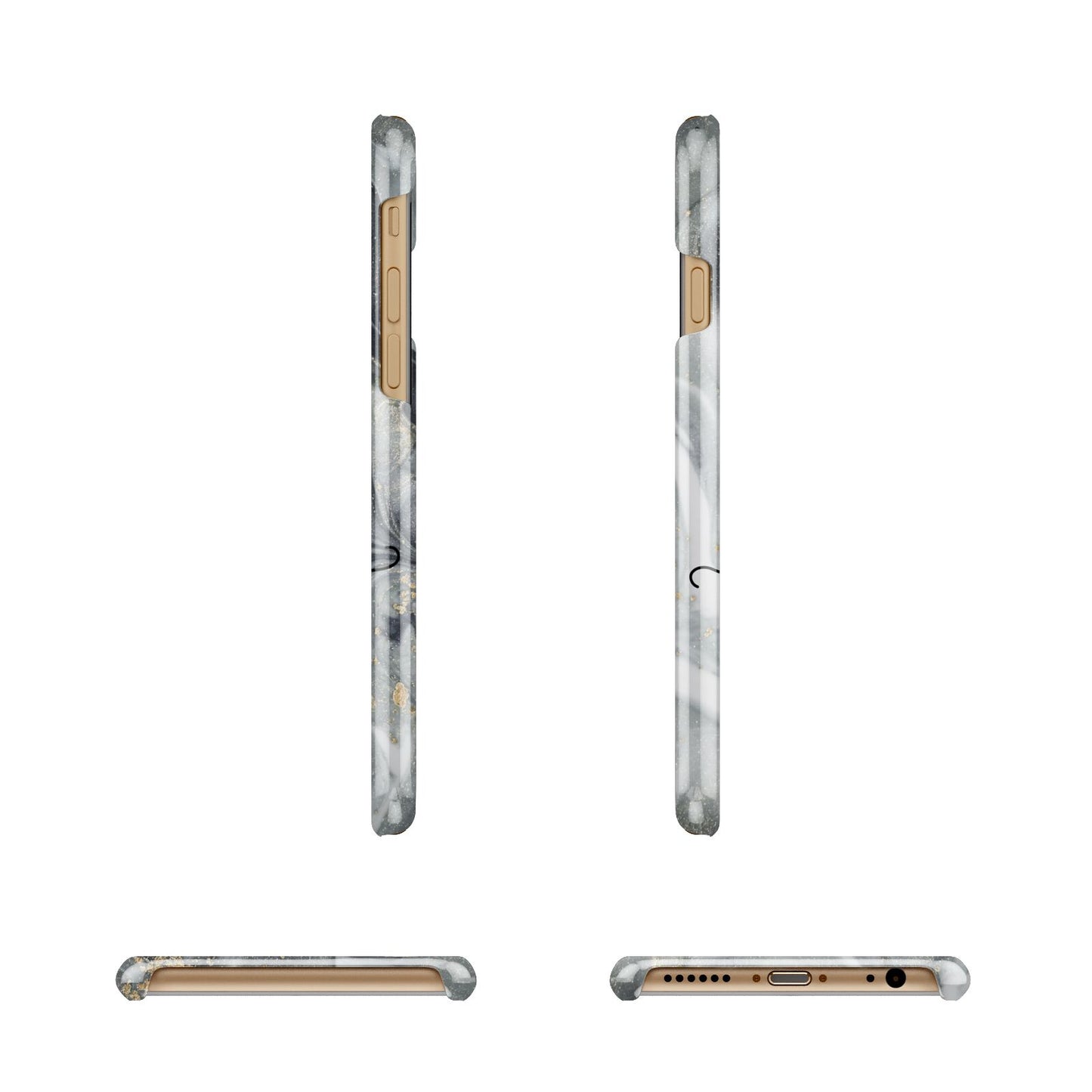 Personalised Black Swirl Marble Text Apple iPhone 6 3D Wrap Snap Case Angled Images