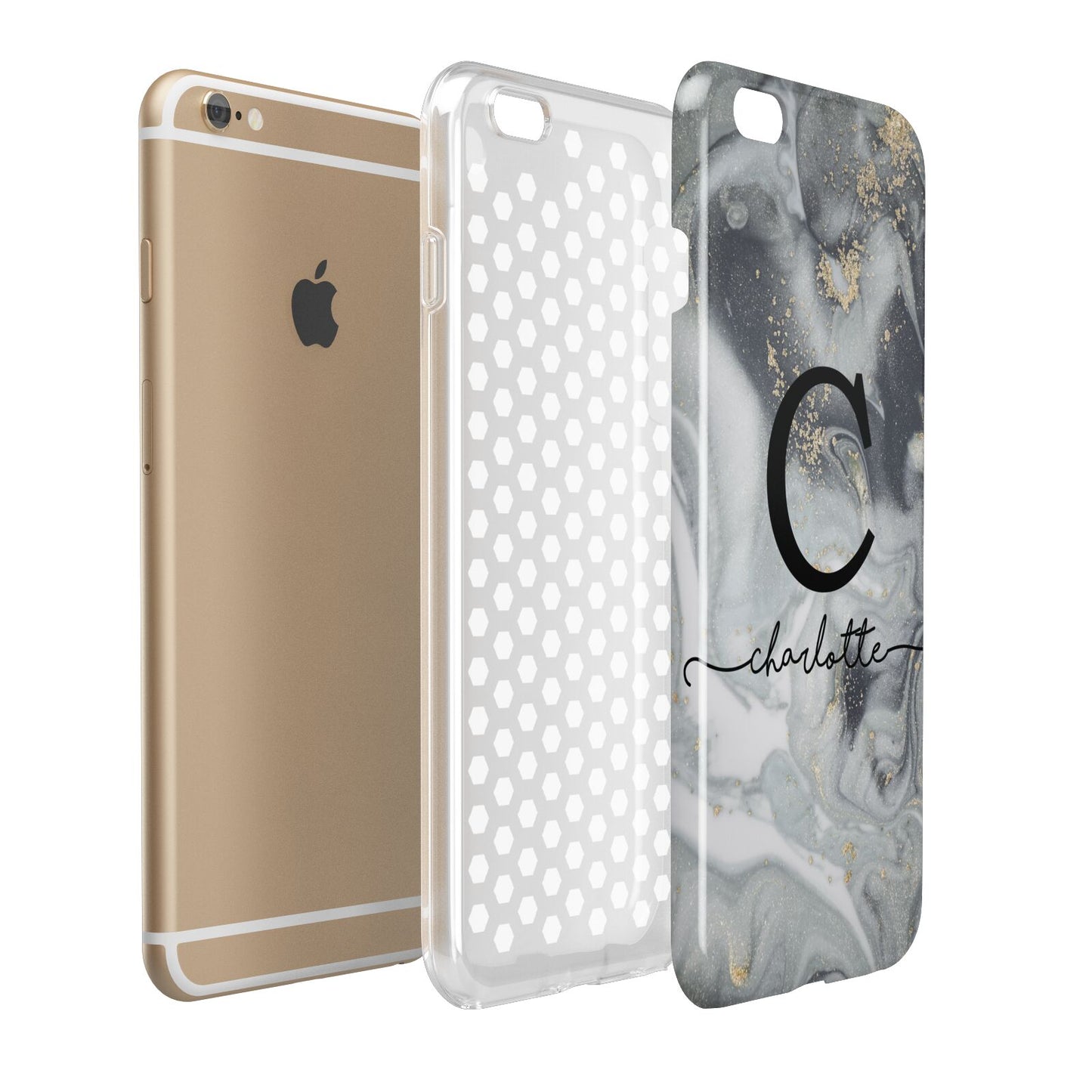 Personalised Black Swirl Marble Text Apple iPhone 6 Plus 3D Tough Case Expand Detail Image