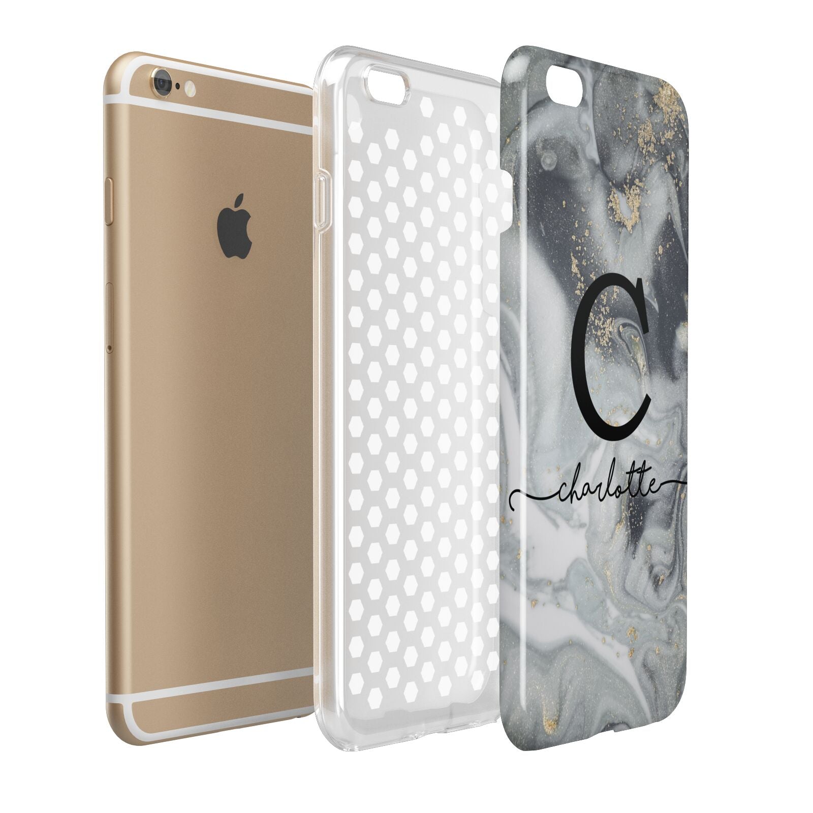 Personalised Black Swirl Marble Text Apple iPhone 6 Plus 3D Tough Case Expand Detail Image