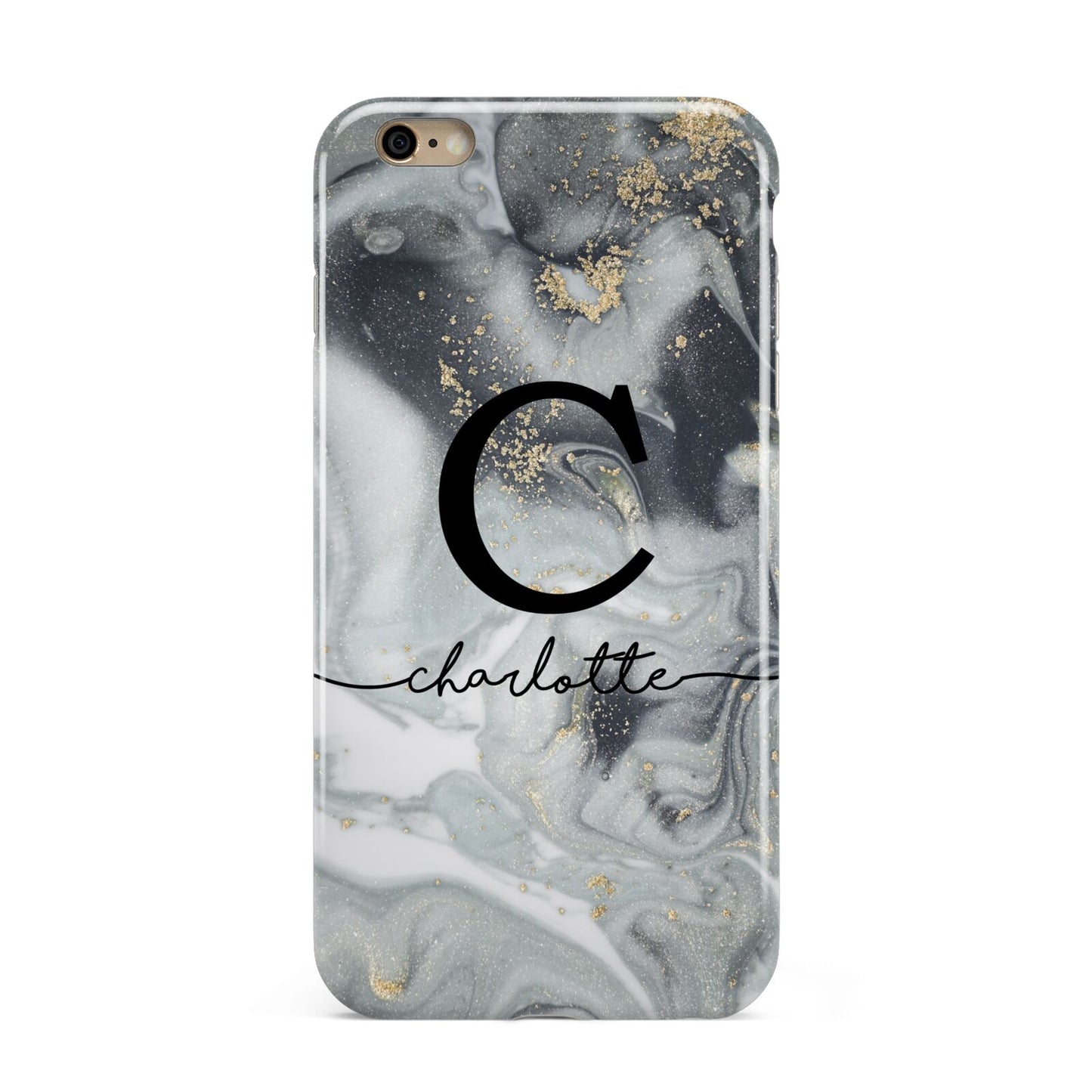 Personalised Black Swirl Marble Text Apple iPhone 6 Plus 3D Tough Case