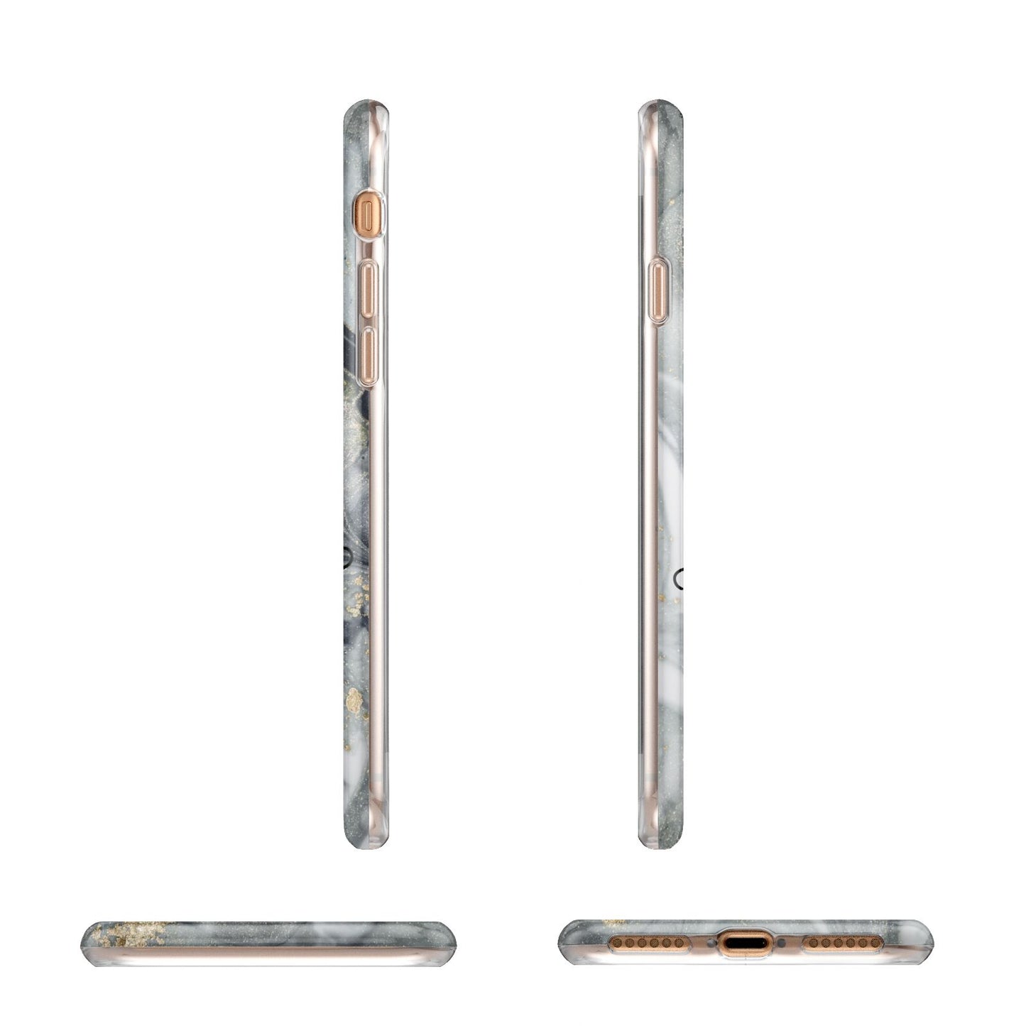 Personalised Black Swirl Marble Text Apple iPhone 7 8 3D Wrap Tough Case Alternative Image Angles